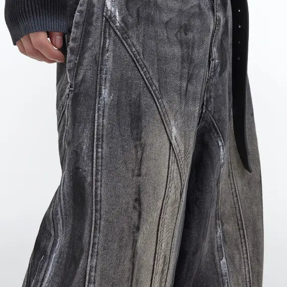 Heavy Retro Distressed Wide Leg Loose Jeans