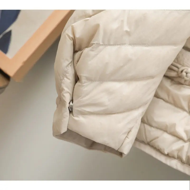 Autumn And Winter Ethnic Style Buckle White Duck Down Coat