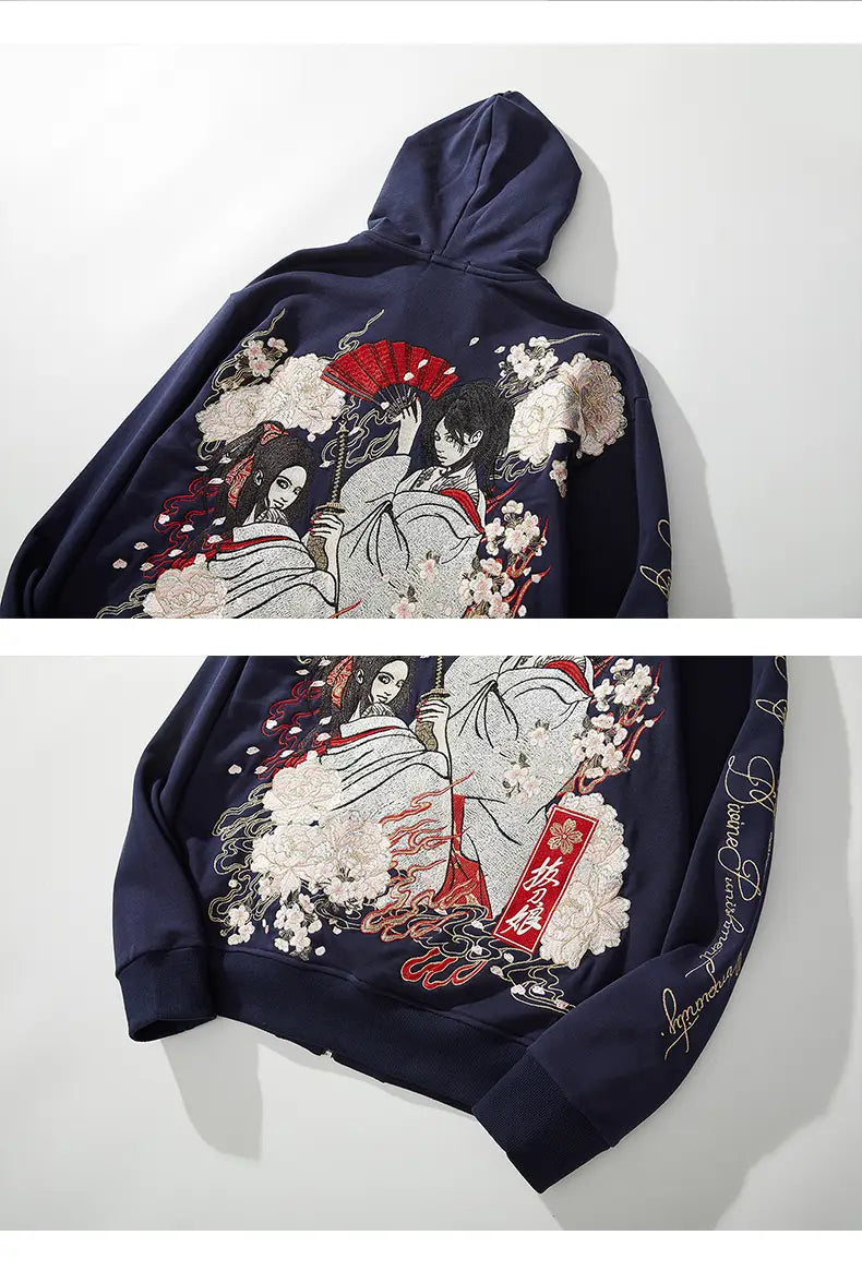 Embroidered coat sweatshirt