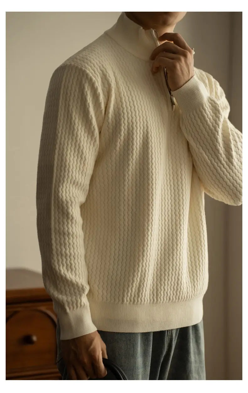 Turtleneck Zipper Sweater Men’s Coat Thick Long Sleeve