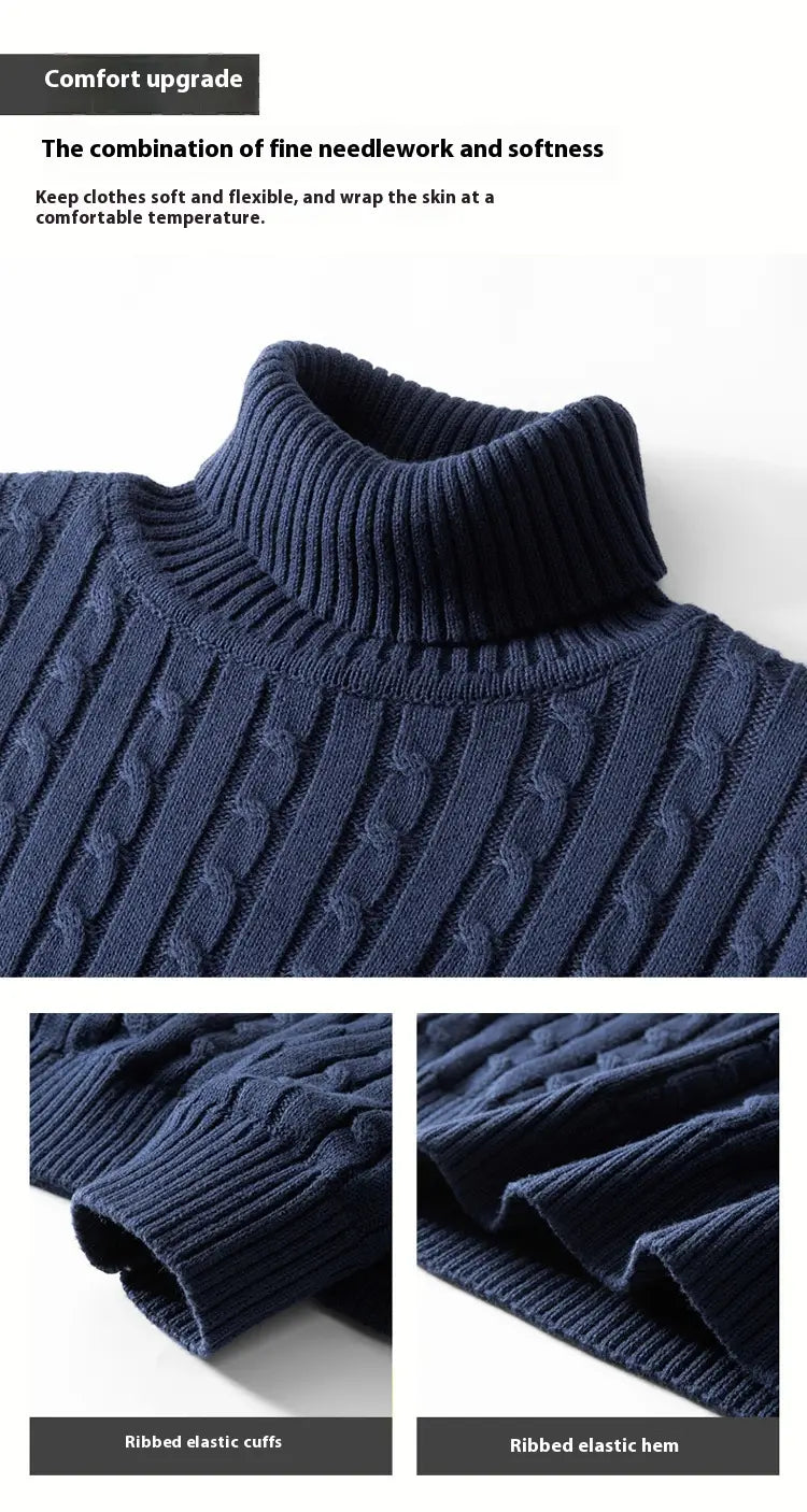 Men’s Fleece-lined Thick Neck Sweater