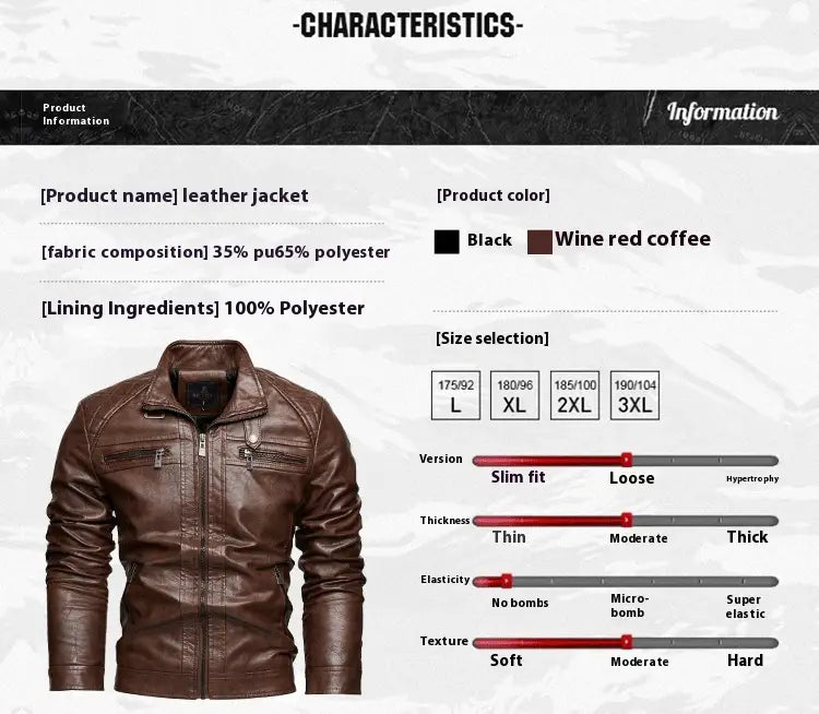 Personalized Trendy Pocket Pu Leather Coat Trendy Men Leather Jacket