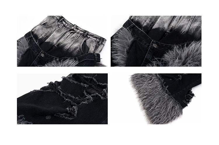 Fake Two-piece Pu Handsome High-grade Jeans For Men