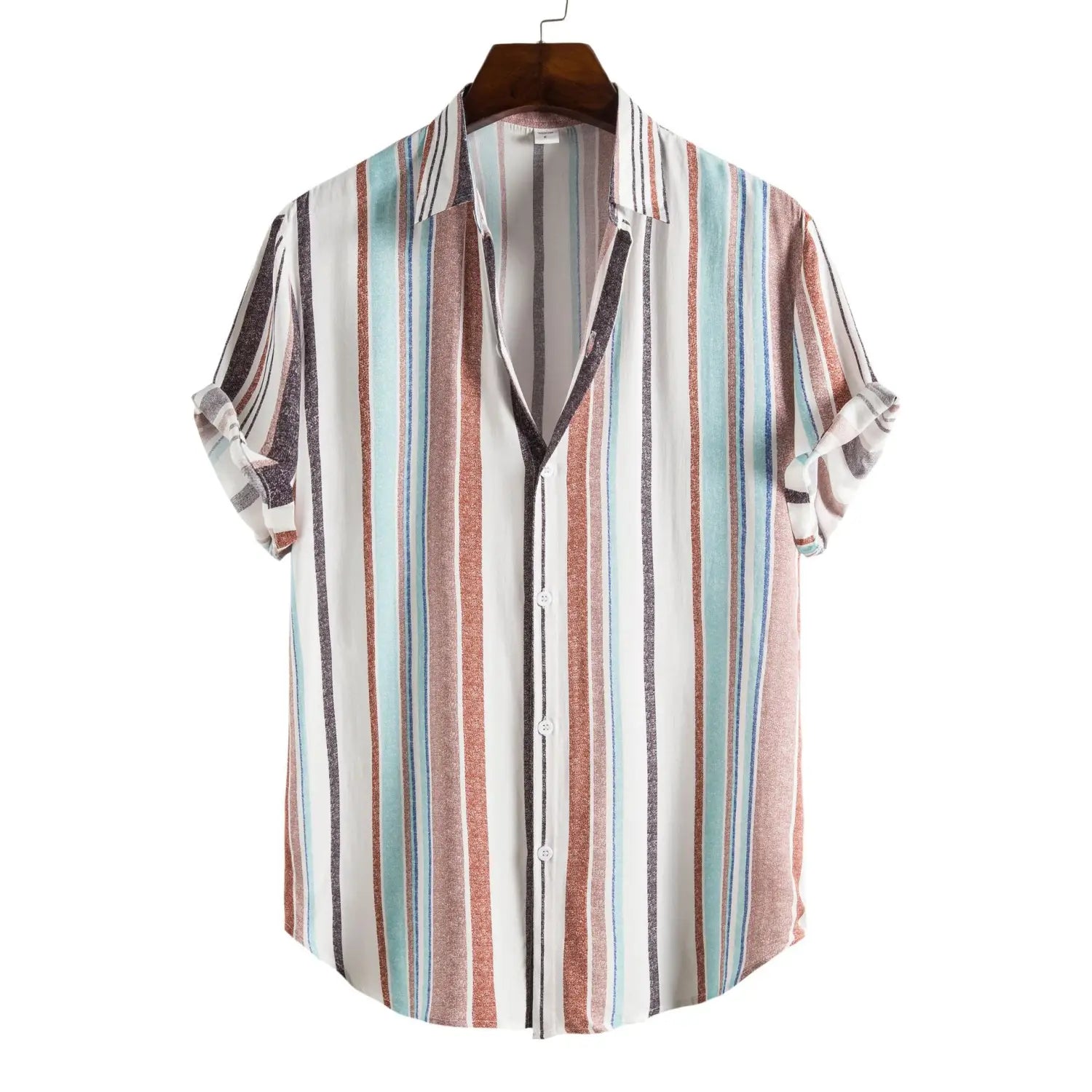 Lapel Cotton Slim-fit Printed Bamboo Shirt