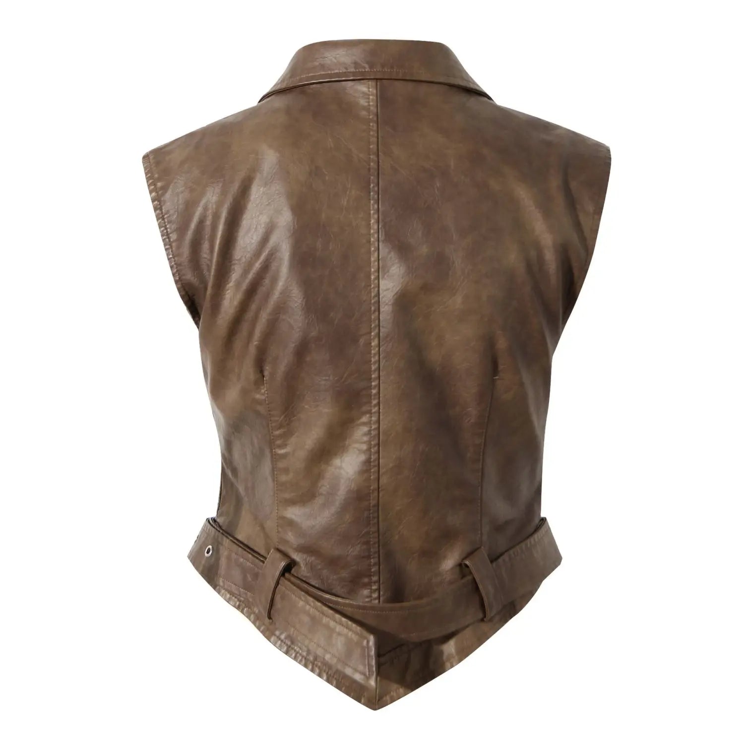Niche Design Two-piece Coat Cape Stitching PU Handsome Waist-tight Jacket
