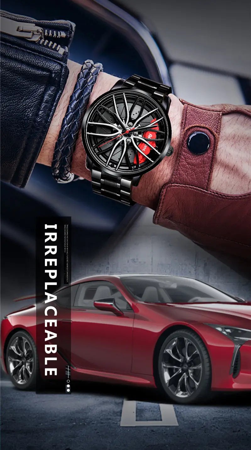 Rotating Red Pointer Quartz Watch For Men