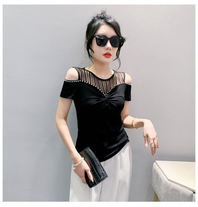 Fashion Hot Girl Sexy Off-shoulder T-shirt Women’s Summer