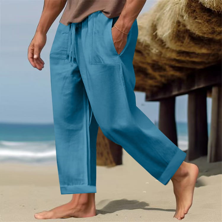 Men’s Linen Pure Color Comfort Breathable Casual Pants