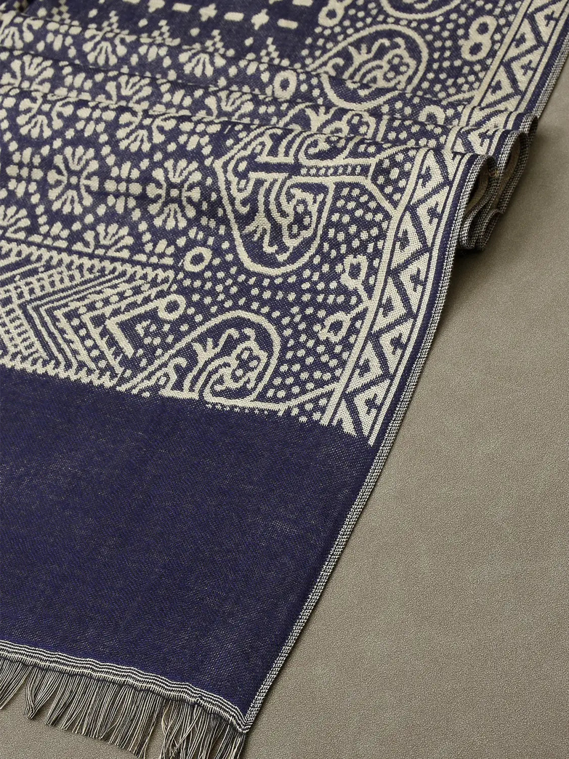 Cotton And Linen Yarn-dyed Scarf Short Beard Ethnic Style