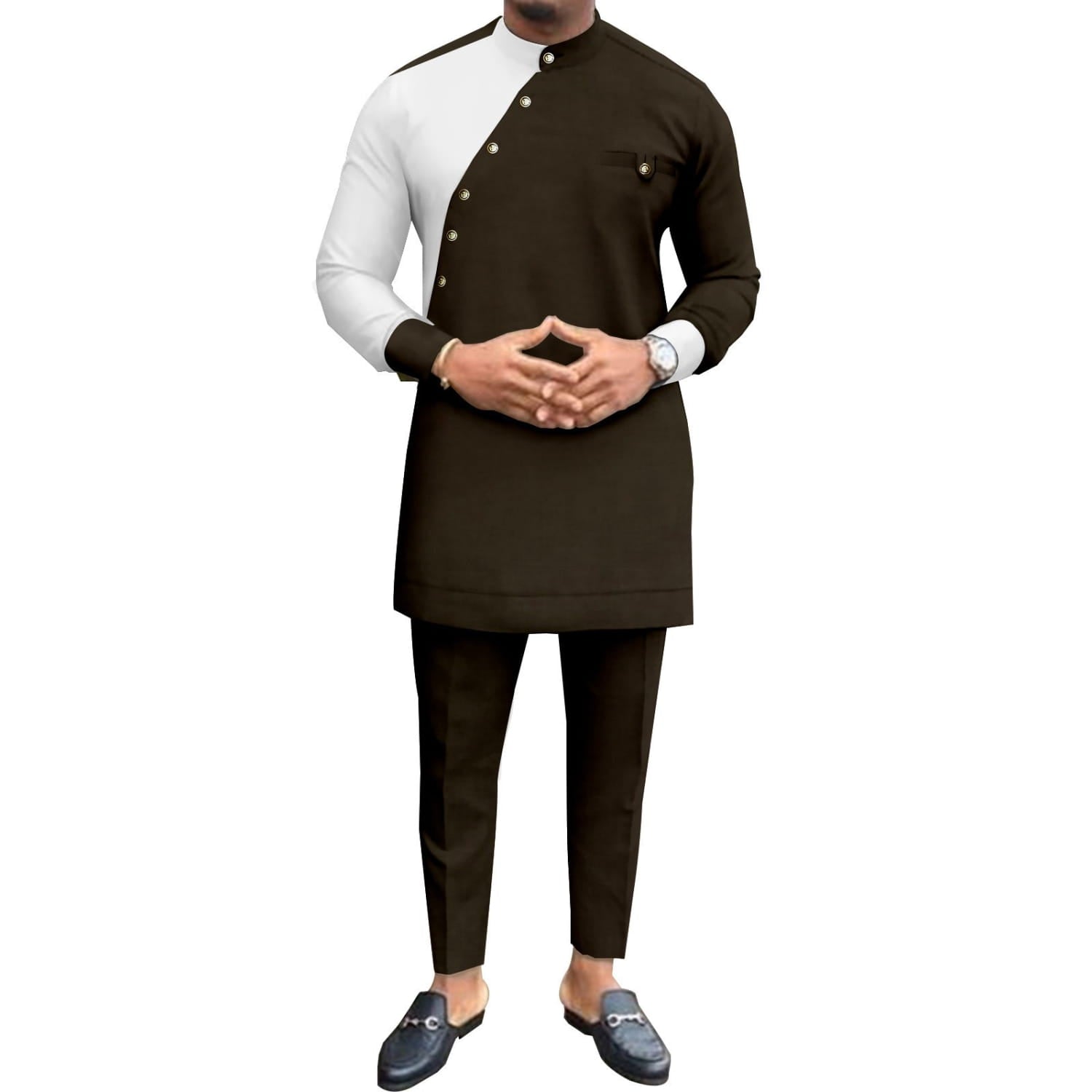 African National Pure Color Cotton Men’s Leisure Suit Top Pants