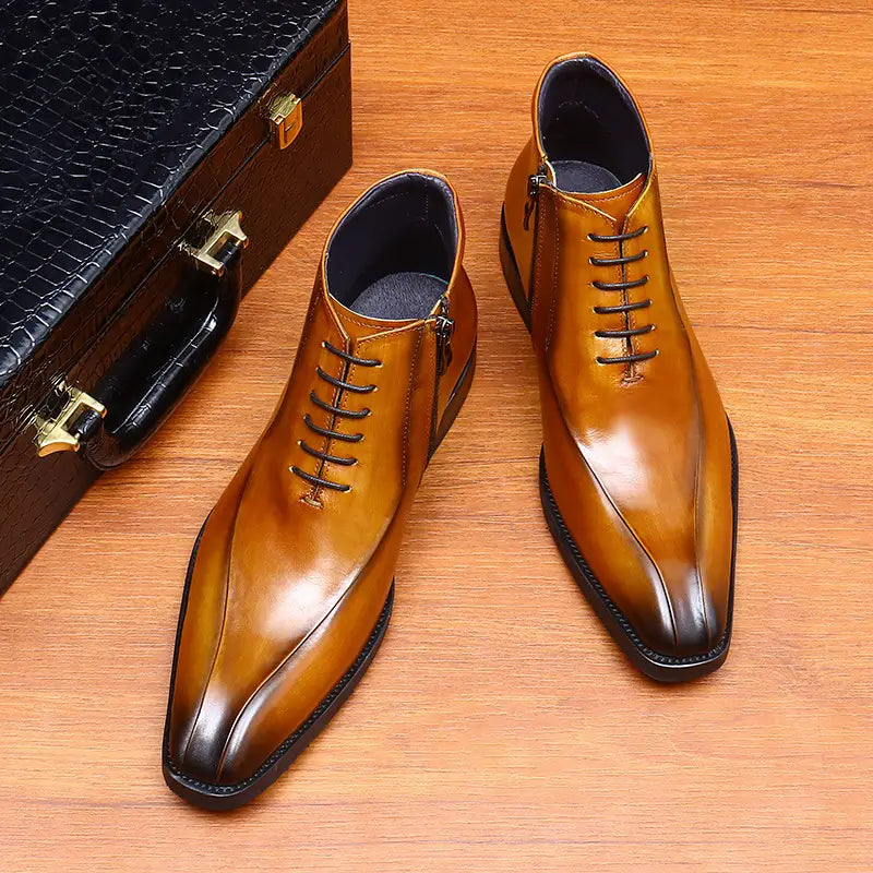 Men’s Genuine Leather Pointed Toe Business Suit
