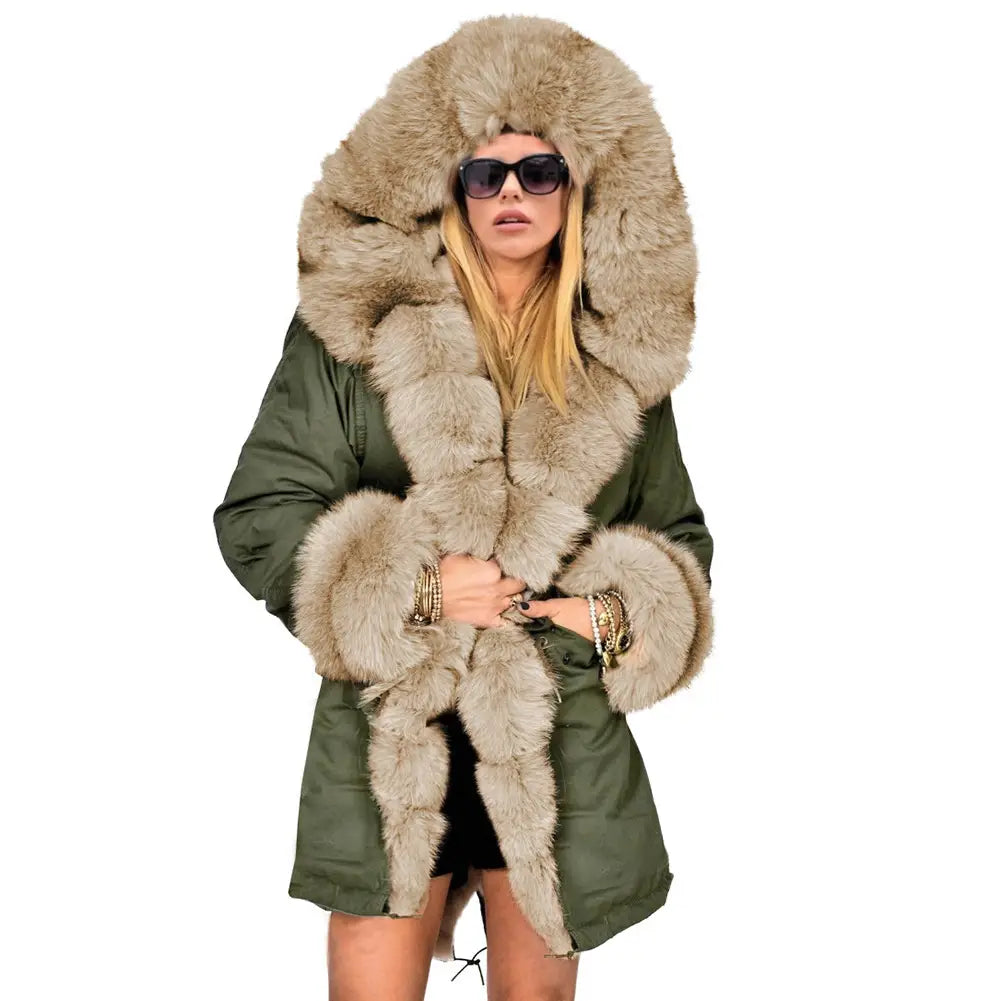 Cotton-padded Jacket Fur Collar Coat Hooded