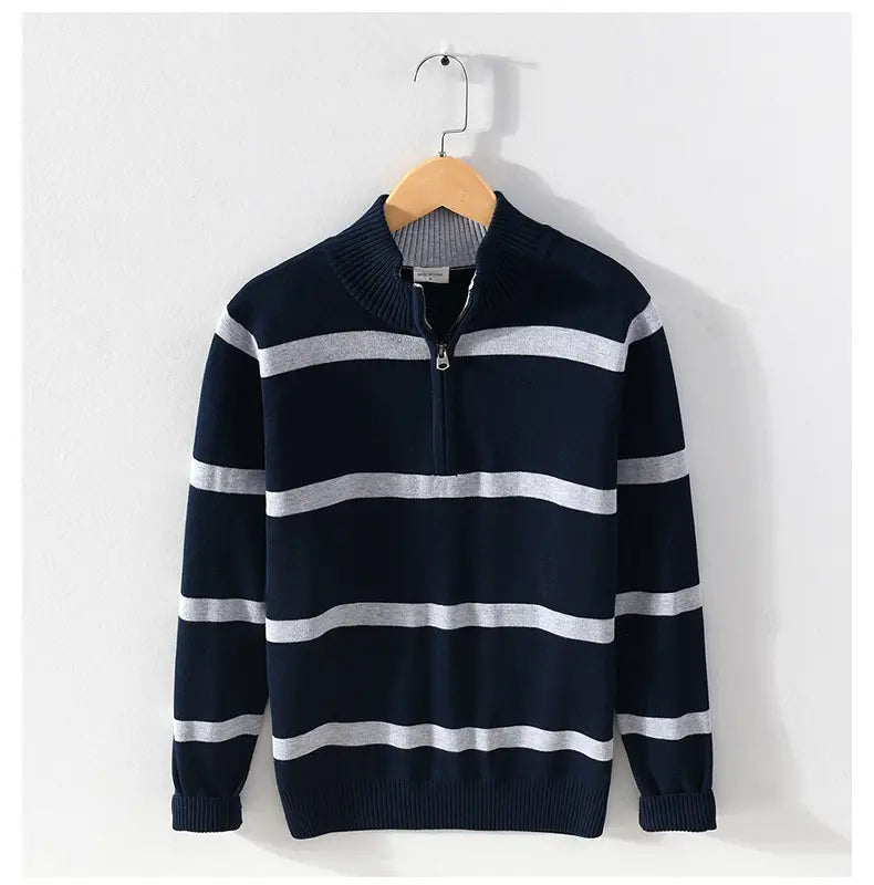 Turtleneck Men’s Cotton Wool Casual Half Zipper Sweater