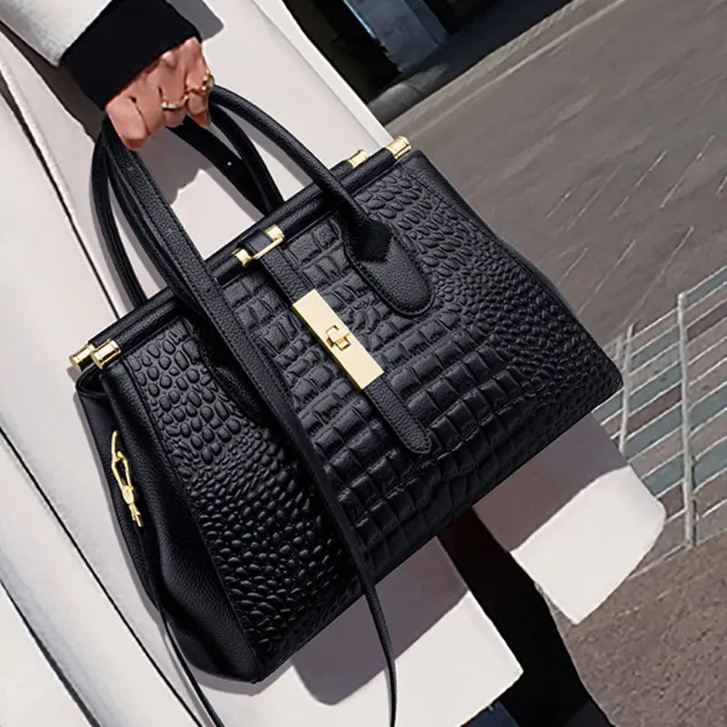 Retro Leather Crocodile Tote Bag High-End Fashion Online