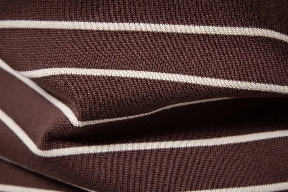 Men’s Fashion Casual Striped Color Matching Long-sleeved Sweater