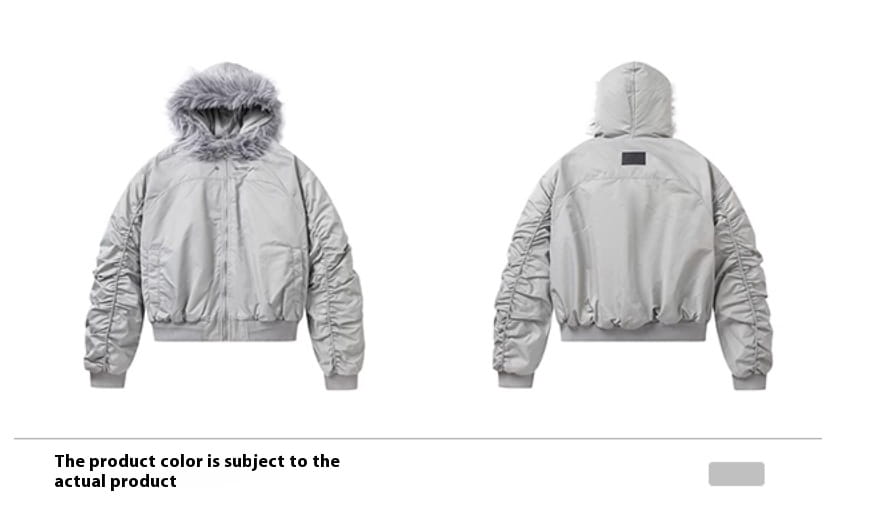 Short Fur Collar Coat Padded Hooded Cotton Coat
