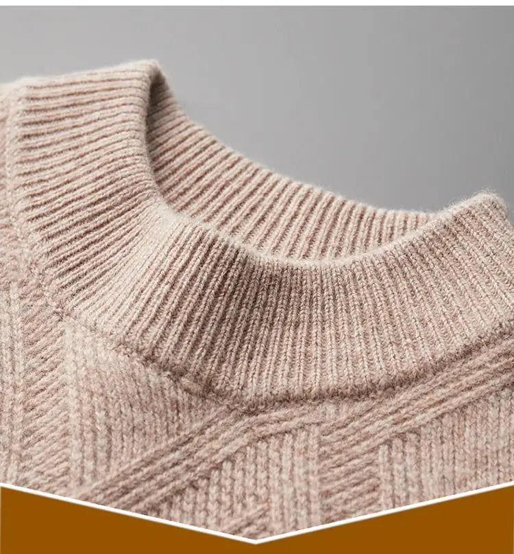 Woolen Sweater Men’s Half Turtleneck Thickened Sweater Casual