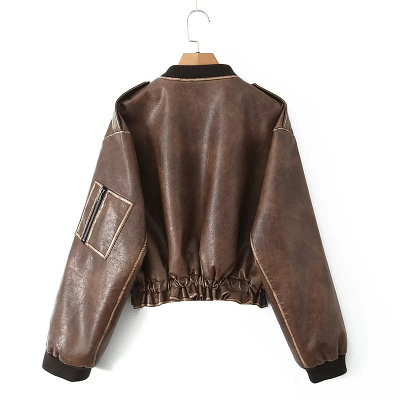 Leather Coat Women’s Autumn Temperament Cool Long Sleeve Design