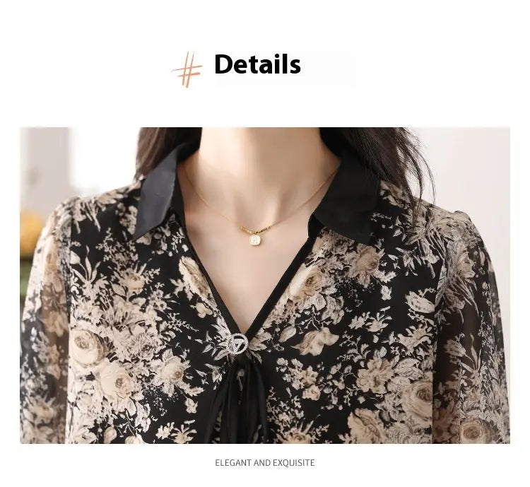 Middle-aged Mother Floral Shirt Top
