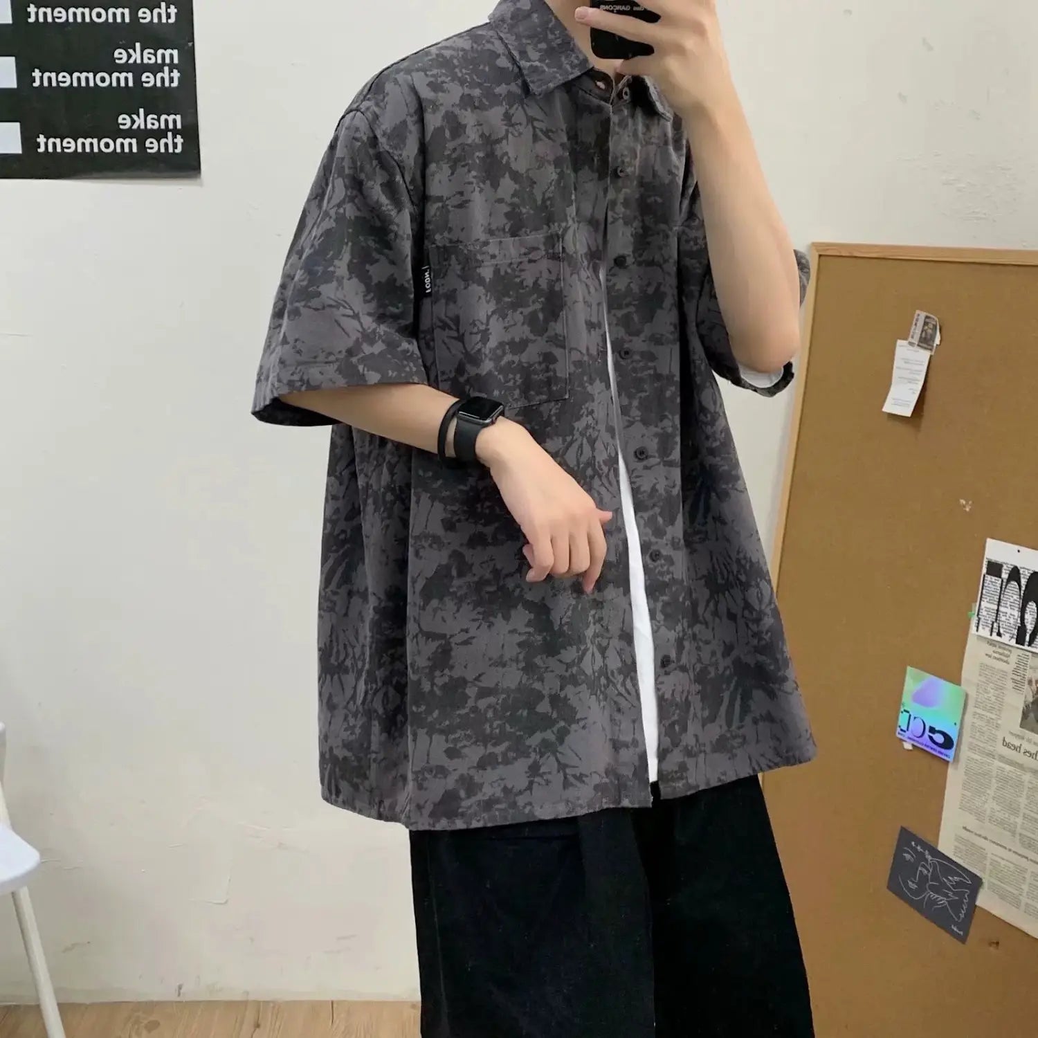 Summer Hong Kong Style Short Sleeve Shirt Coat Shorts Three-piece Suit