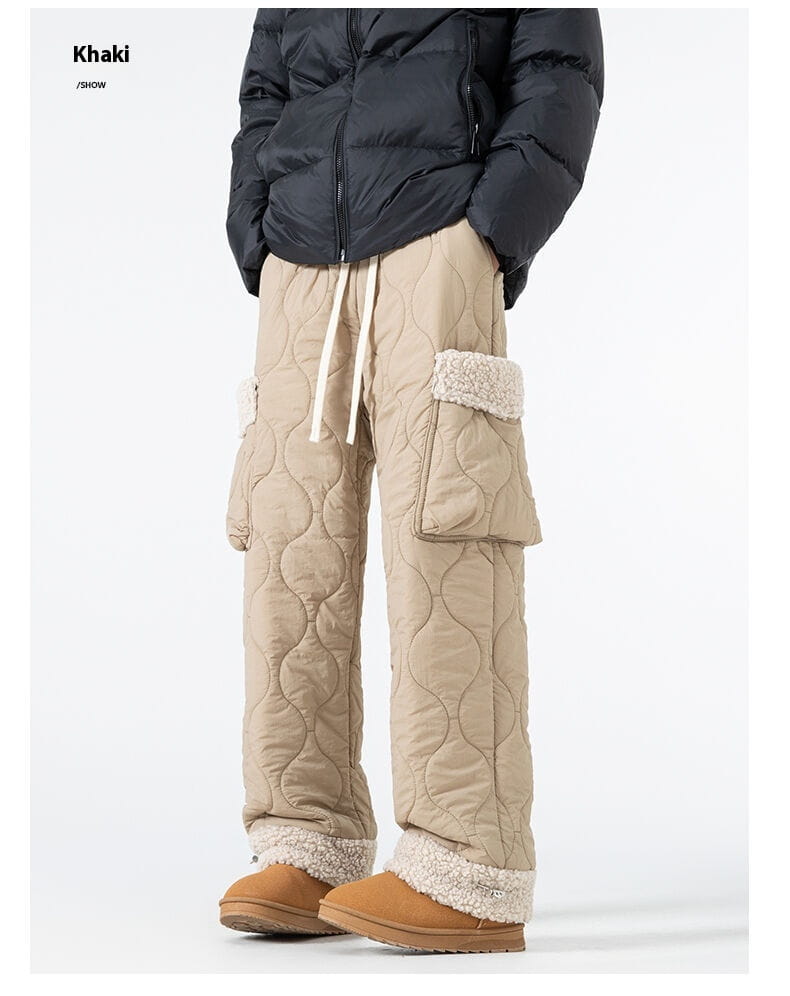 Men’s Quilted Casual Pants Thickened Cold Protection Ski Pants