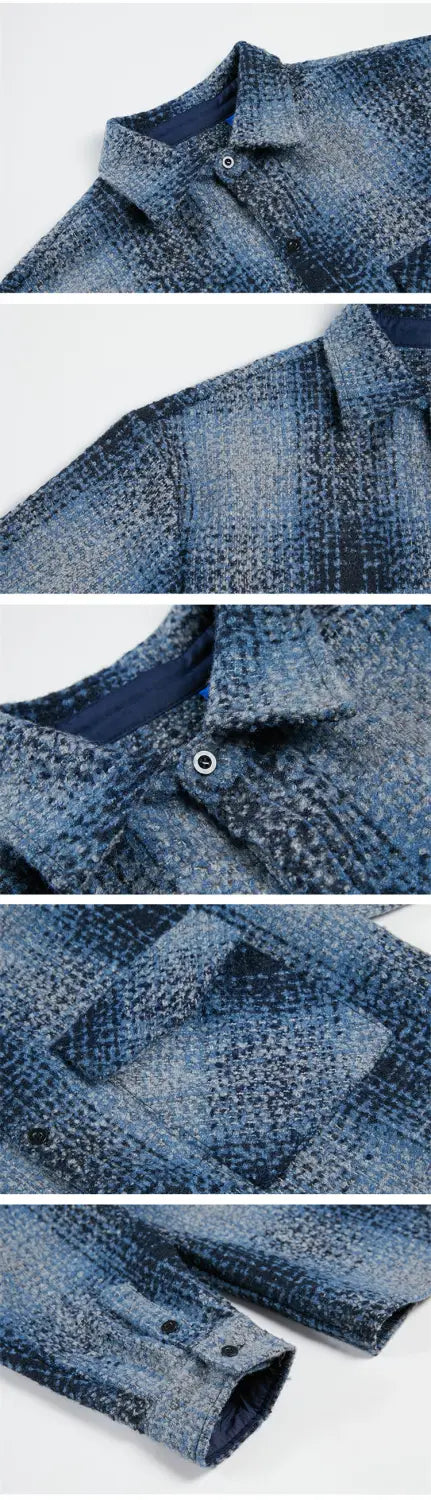 Men’s Large Plaid Shirt Casual Loose Jacket