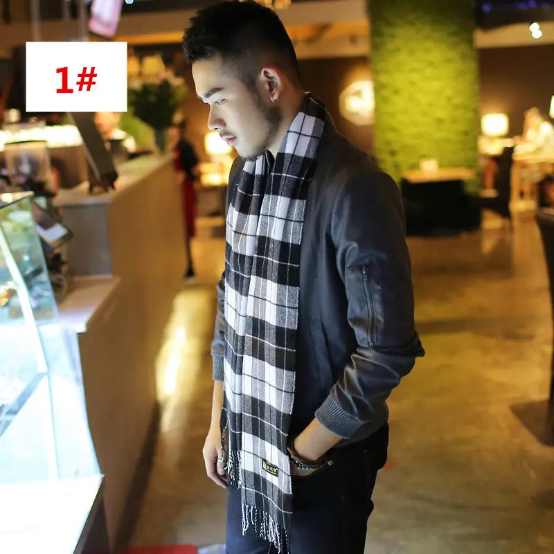 Men’s Fashion Casual Warm Plaid Scarf