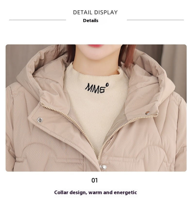 Hooded Down Coat Mid-length Thickened
