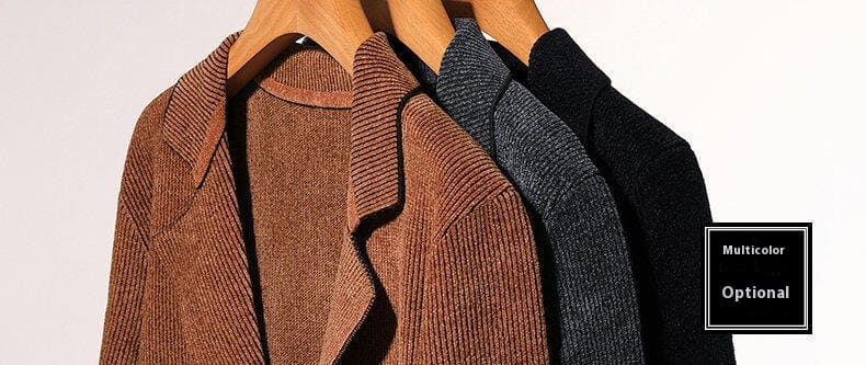 Men’s Solid Color Cardigan Small Suit Knitted Jacket