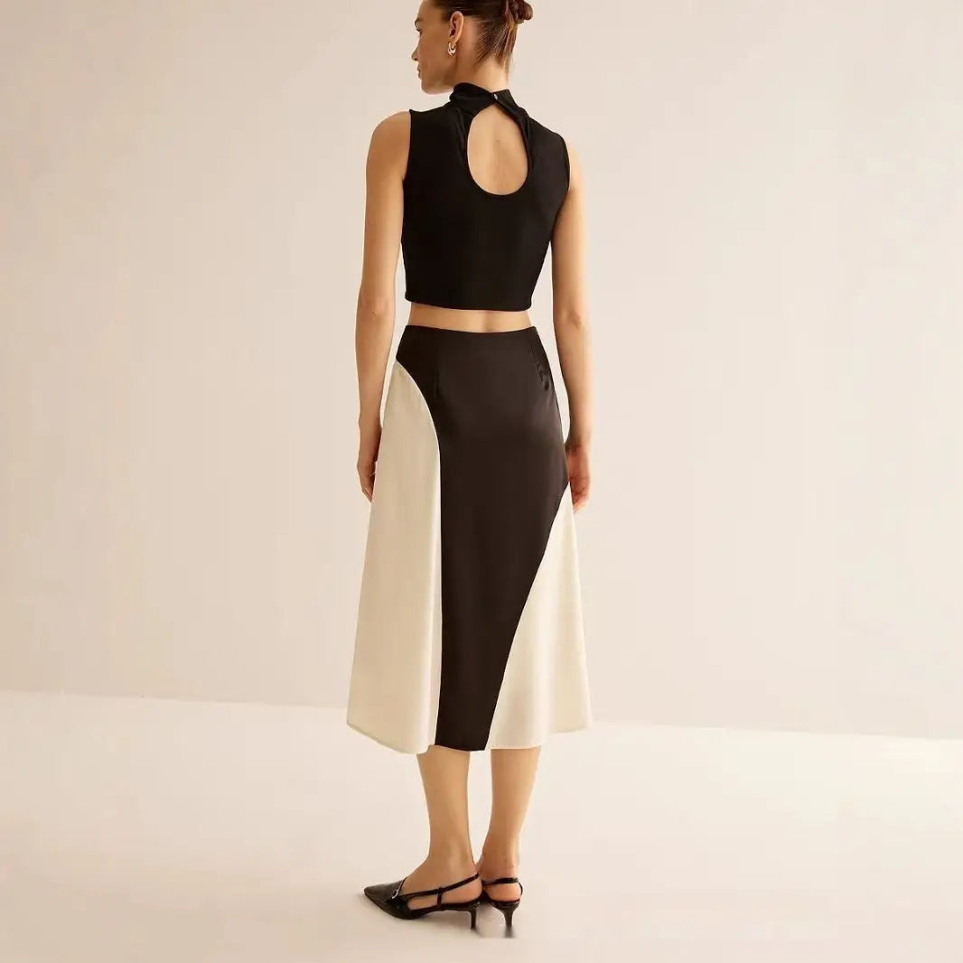 Color Contrast Patchwork Leisure Women’s Skirt
