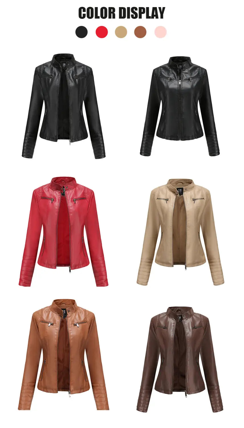 Women’s Leather Thin Motorcycle Clothing Short Chic Women’s Jacket