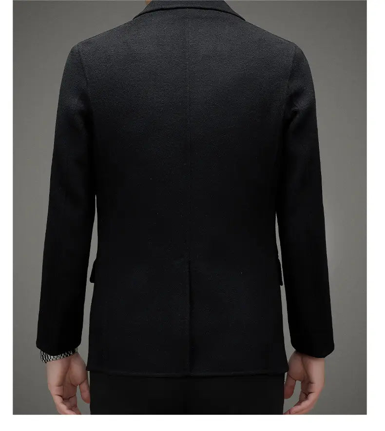 Men’s High-end Suit Reversible Woolen Coat Short Detachable 90 White Duck Down Liner Suit Jacket