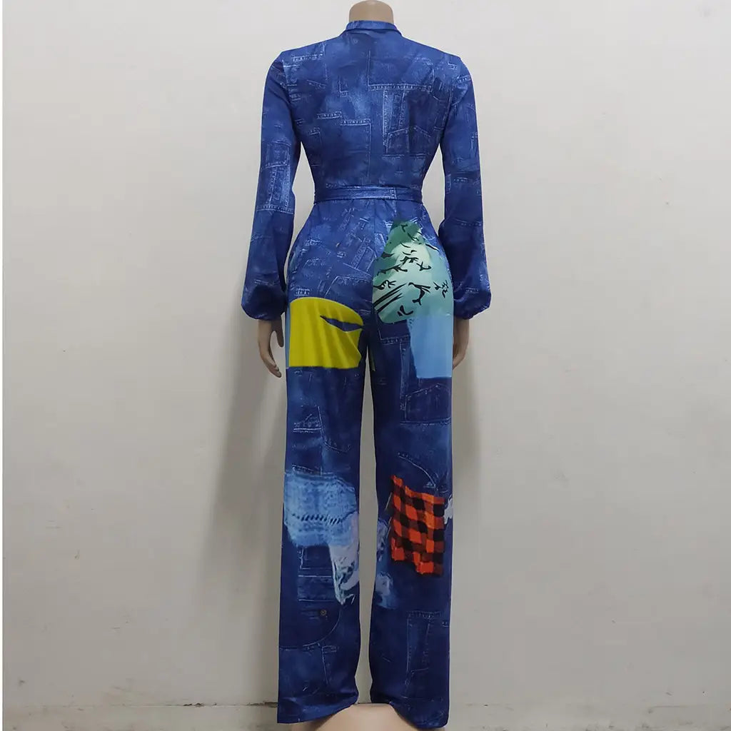 European And American Fashion Denim Jumpsuit