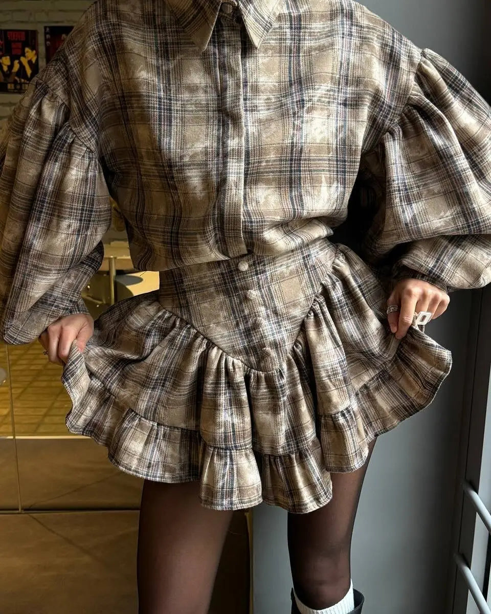 Ruffled Plaid Luxury Clothing for Women