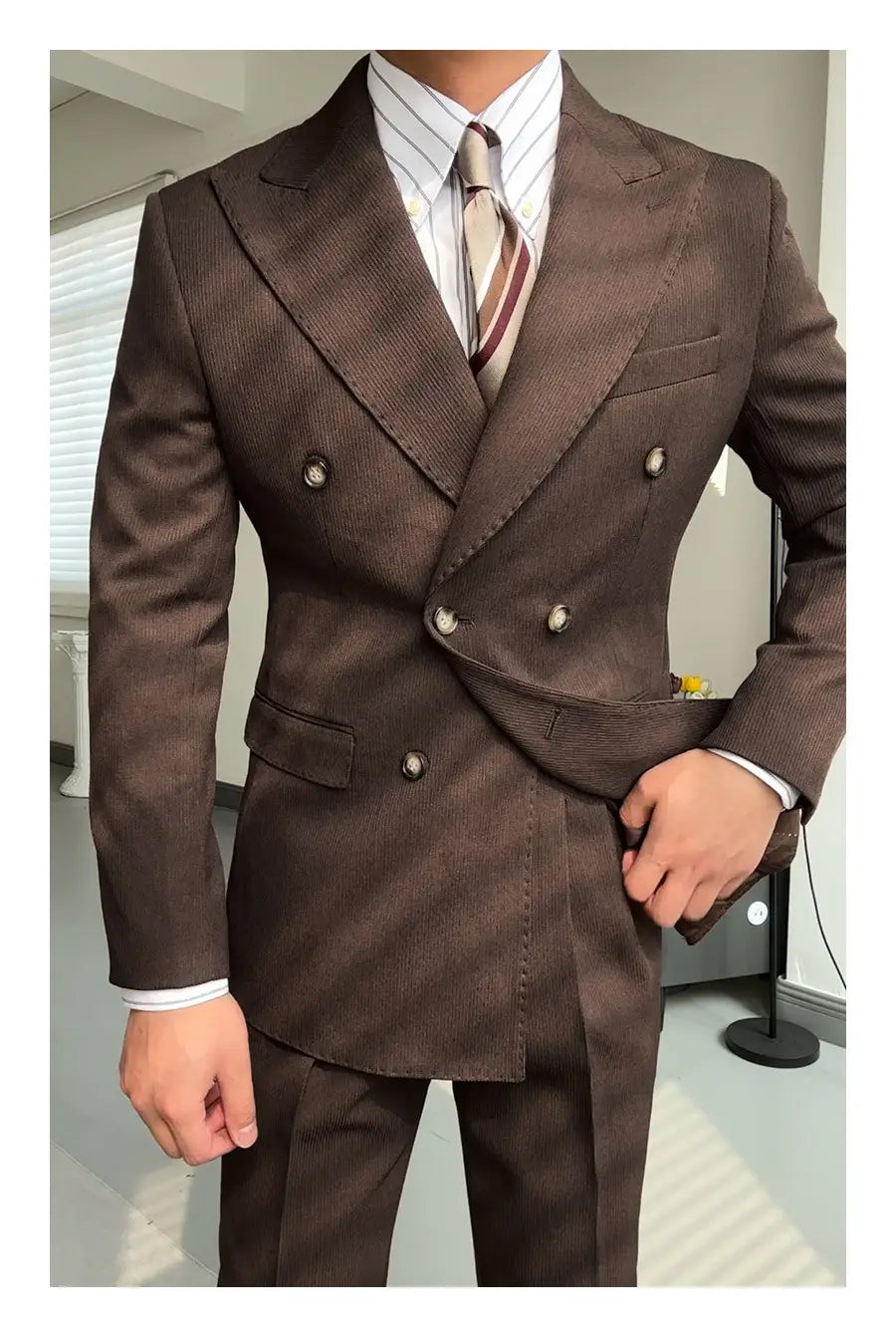 Spring Double Breasted Closure Collar Suit