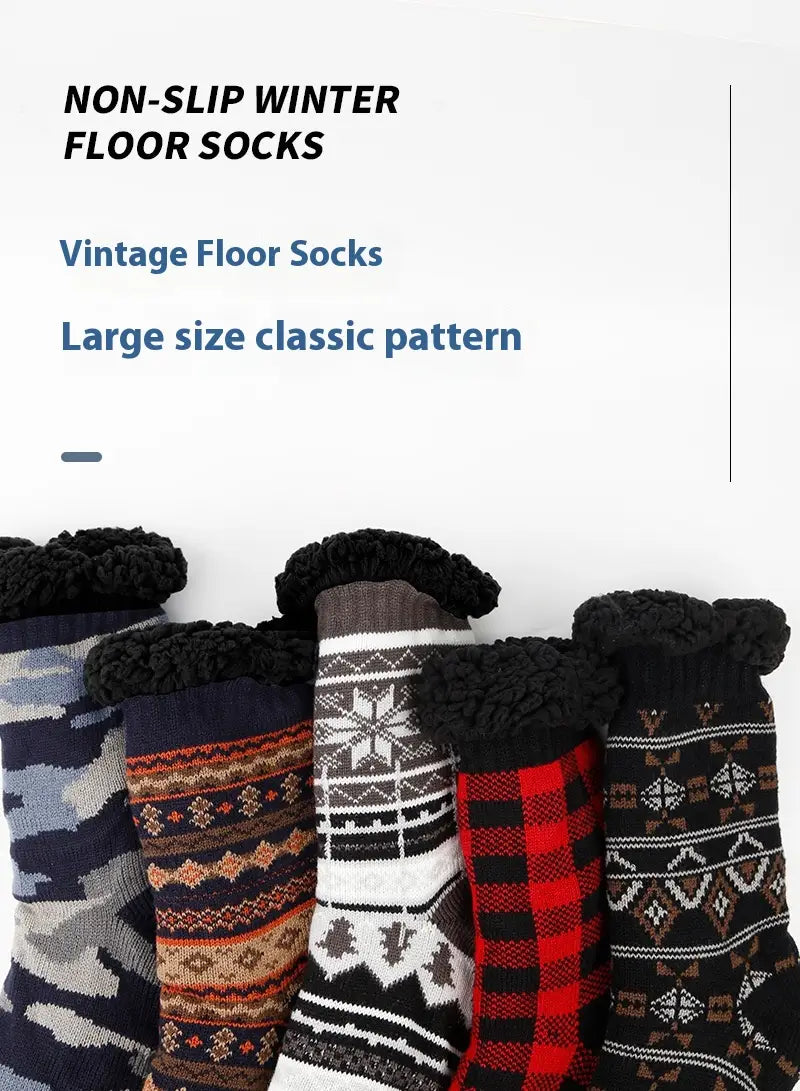 Ethnic Style Men’s Thickened Warm Non-slip Room Socks