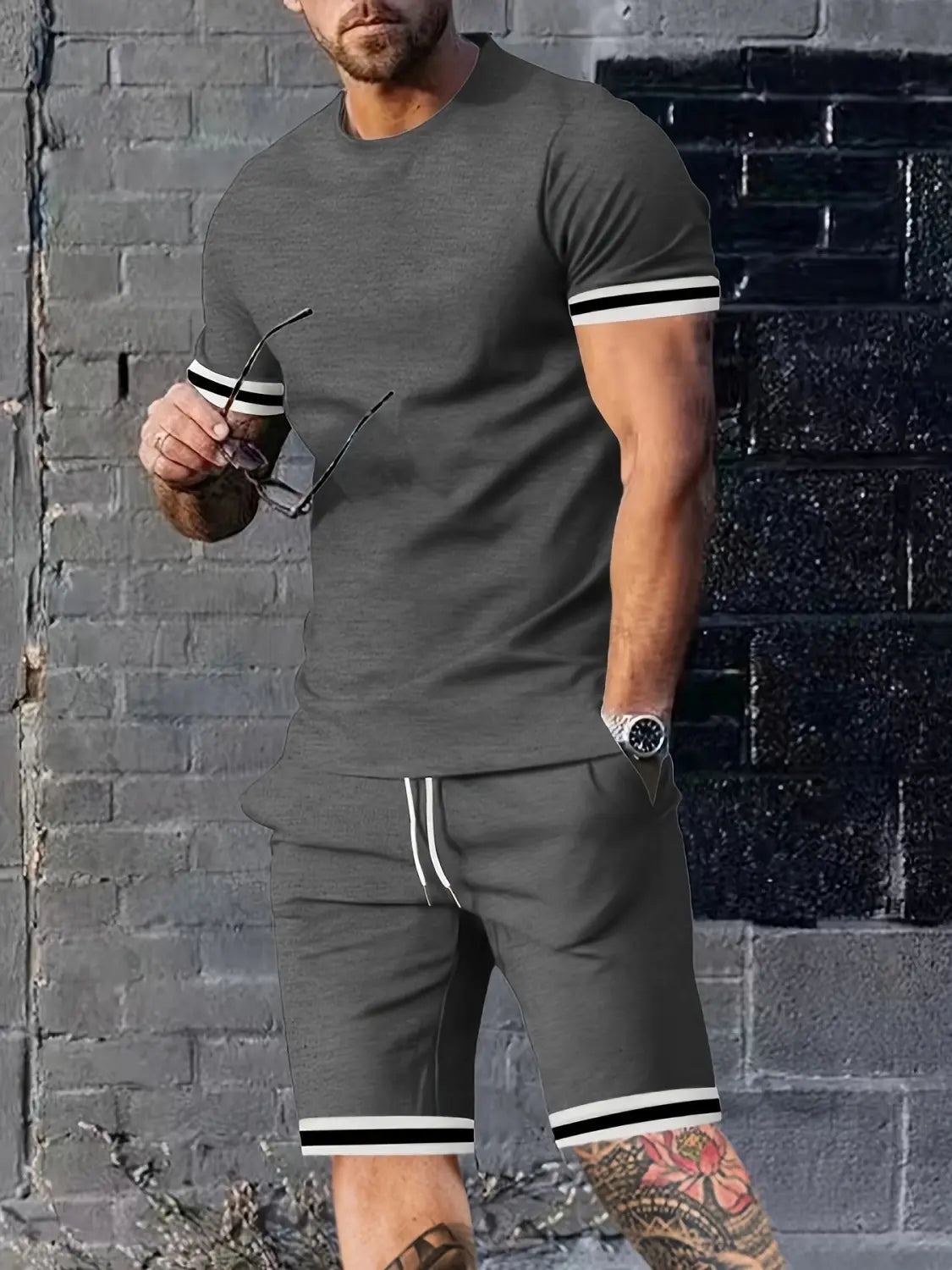 Men’s Short-sleeved T-shirt Casual Shorts Two-piece Set