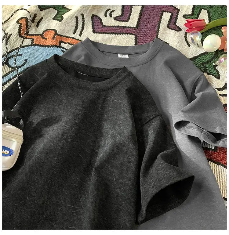 Stone Washed Ice-feeling Tencel Cotton Ice Silk Short Sleeve T-shirt