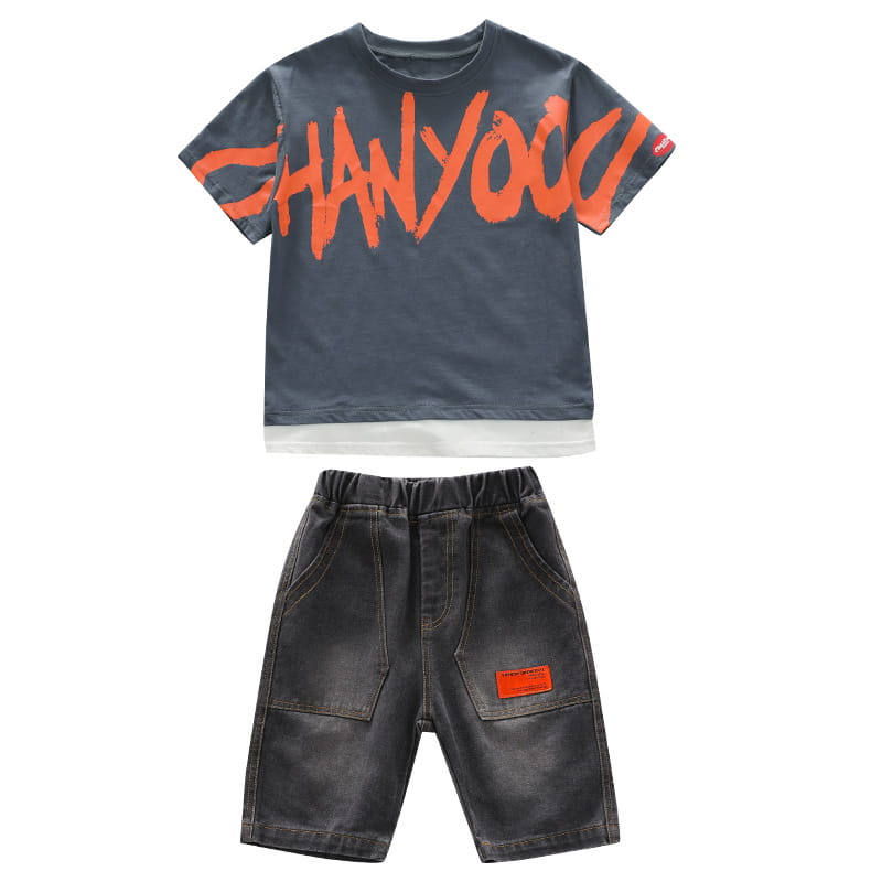 Big Boy’s Short Sleeve Suit T-shirt Trendy