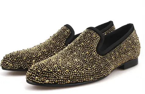 Black abrasive leather golden diamond men’s Lefu shoes pedal casual shoes