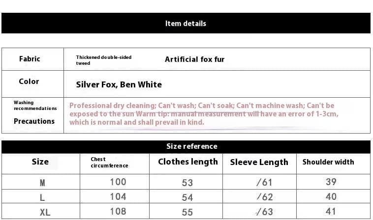 Fur Coat Women’s Short Houndstooth Fur Collar Silver Fox Fur Jacket