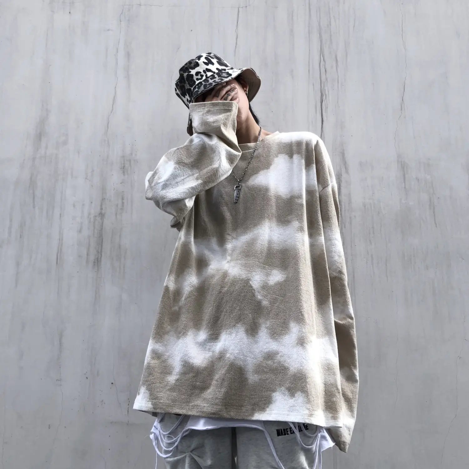 Men’s Retro Tie-Dye Hip-Hop Crew Neck Sweater