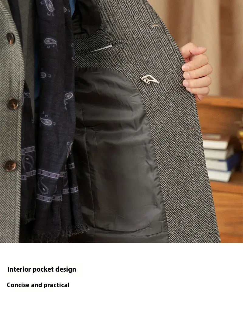 Collar Safari Jacket Jacket Commuter Business Keep Warm And Handsome Jacket Men