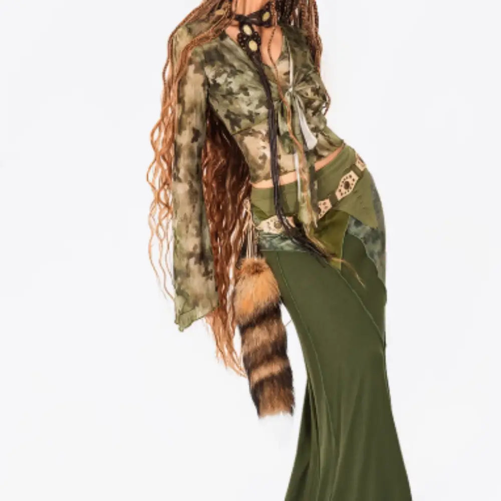 Nepal Vintage Half Length Long Skirt Women’s Retro Patchwork
