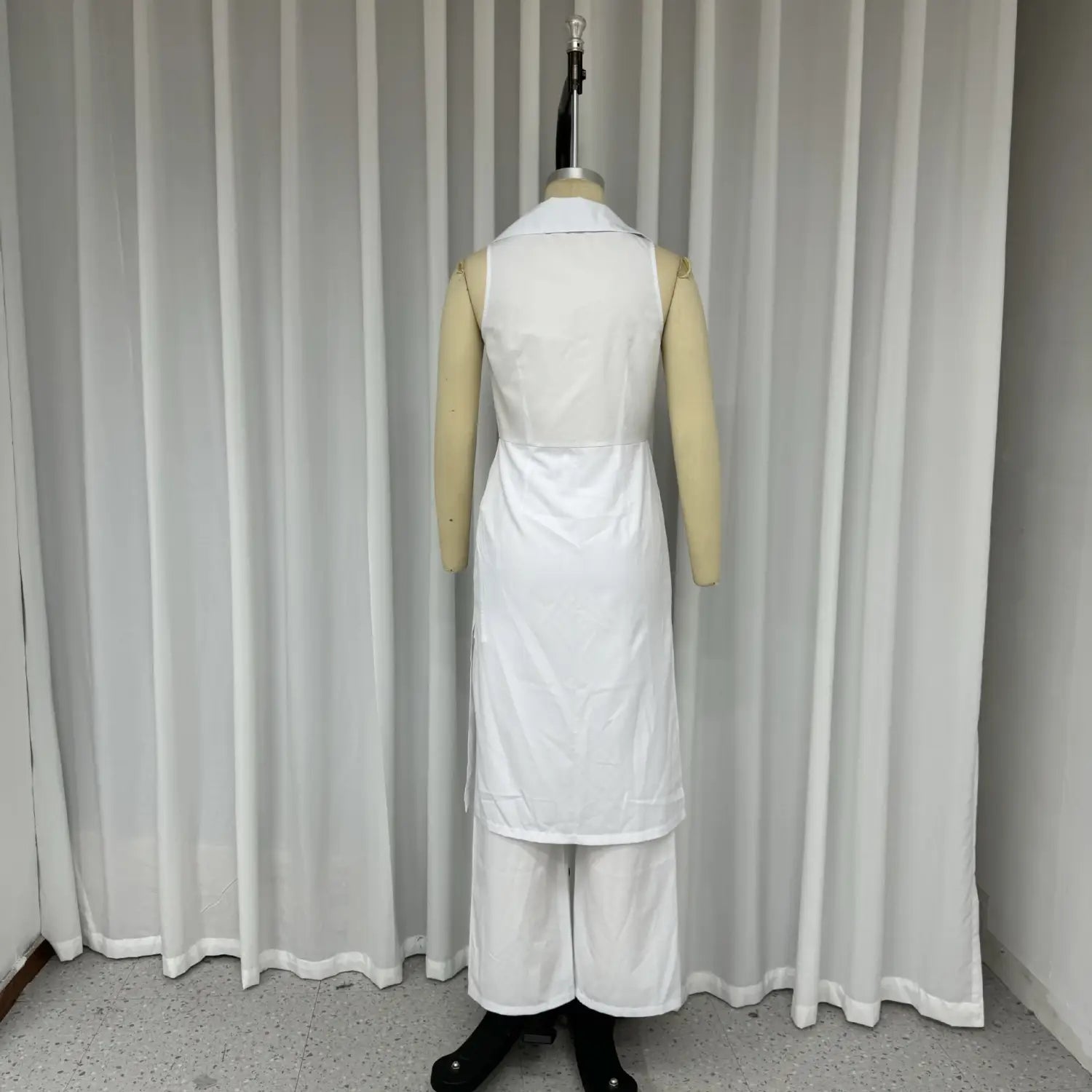 Women’s Suit Fall Lapels Sleeveless Solid Color Two-piece Set