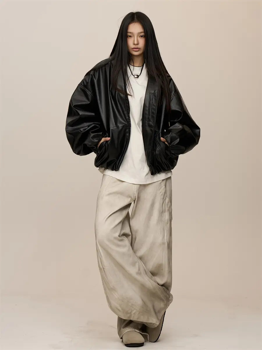 Women’s Black Hooded Leather Coat