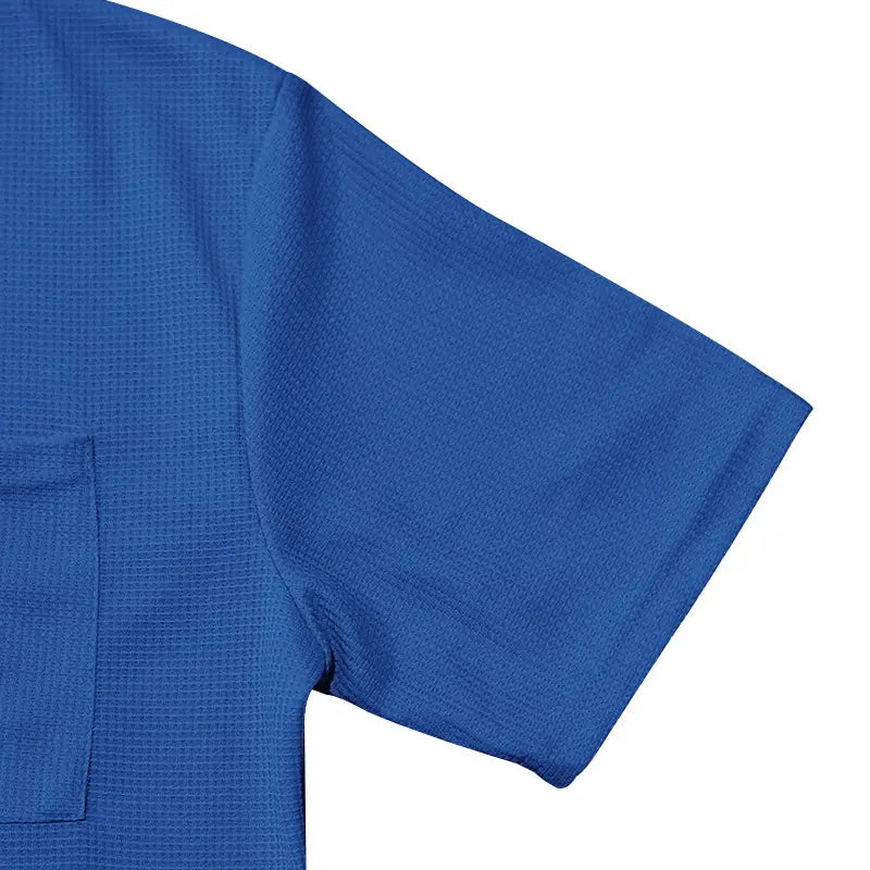 Waffle Round Neck Pocket Short-sleeved Shorts Casual Sports Suit