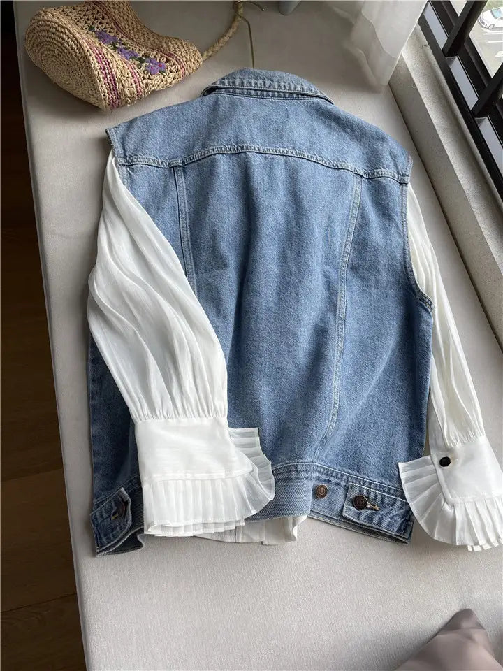 Ladies Denim Vest Loose Sleeveless Jacket Casual