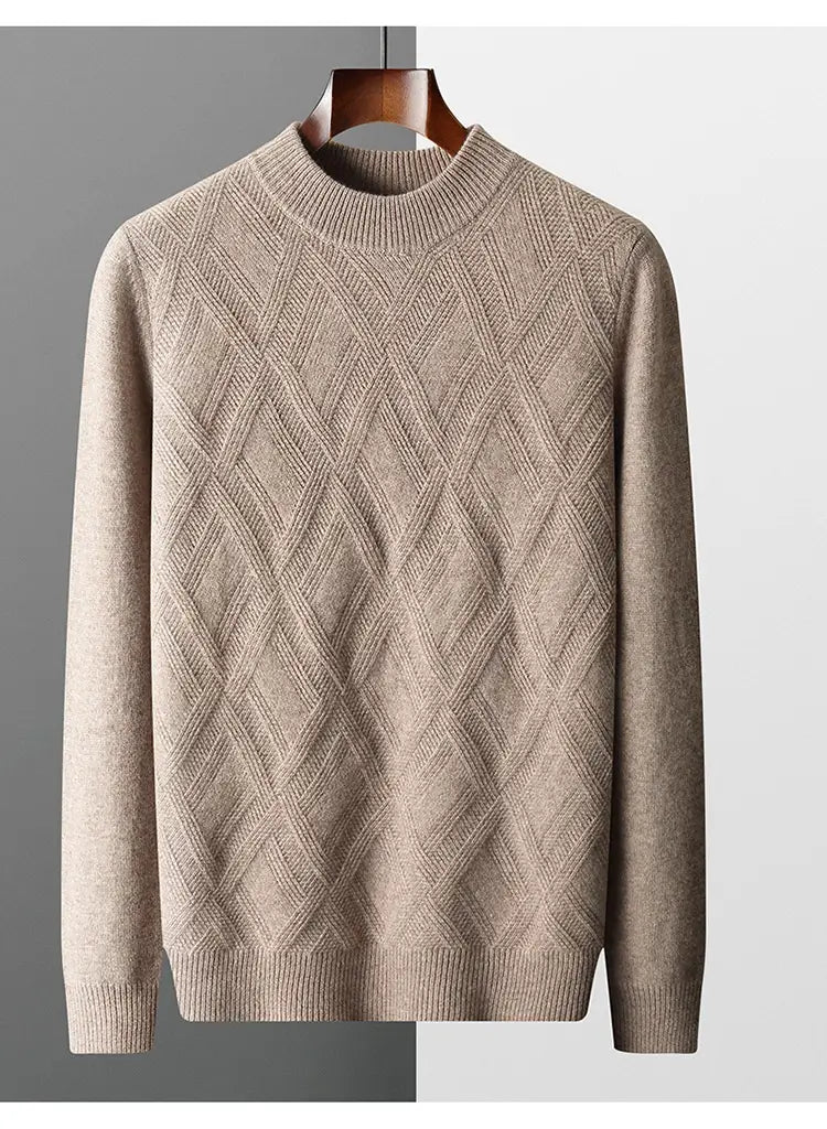 Woolen Sweater Men’s Half Turtleneck Thickened Sweater Casual