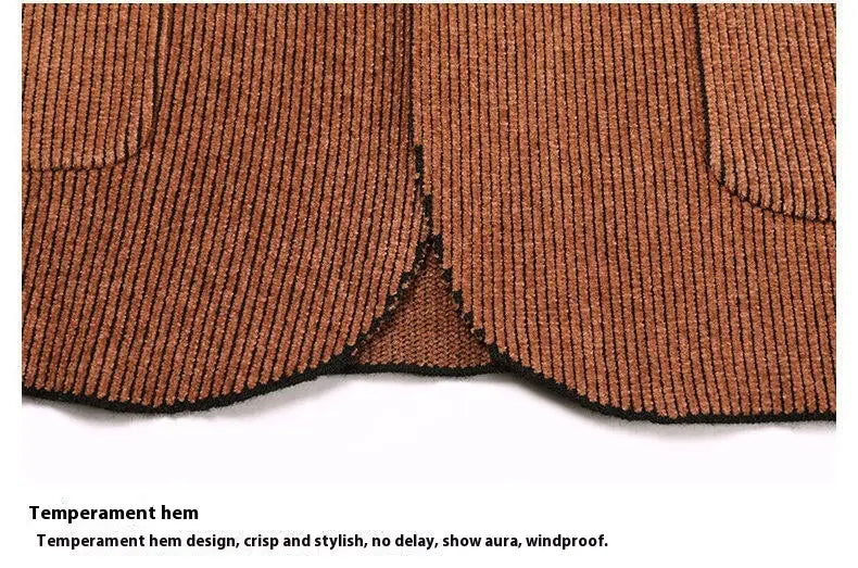 Men’s Solid Color Cardigan Small Suit Knitted Jacket